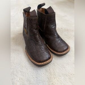 Embossed Brown Kids Boots